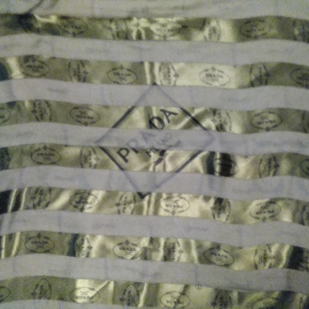 Vintage Silk Square Foulard Scarf, 'PRADA' print,